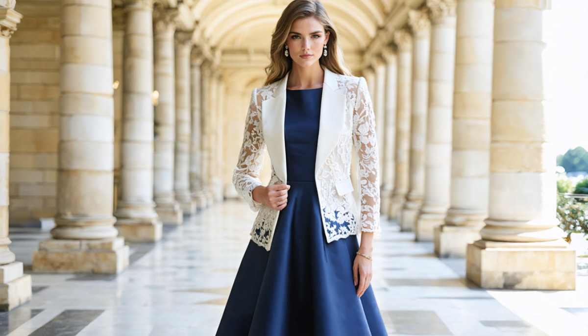 découvrez comment choisir la veste idéale pour sublimer une robe bleu marine lors d'un mariage et créer une tenue élégante et harmonieuse.